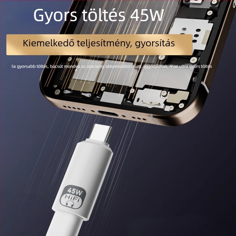 Apple számára Type-C to Lightning fülhallgató adapter — PD45W gyors töltés, beépített vezérlés, Hi‑Fi hangzás