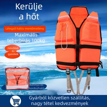 Hálós lélegző mentőmellény (modell 8899) nagy úszóerővel, árvízvédelmi és horgász mentéshez.