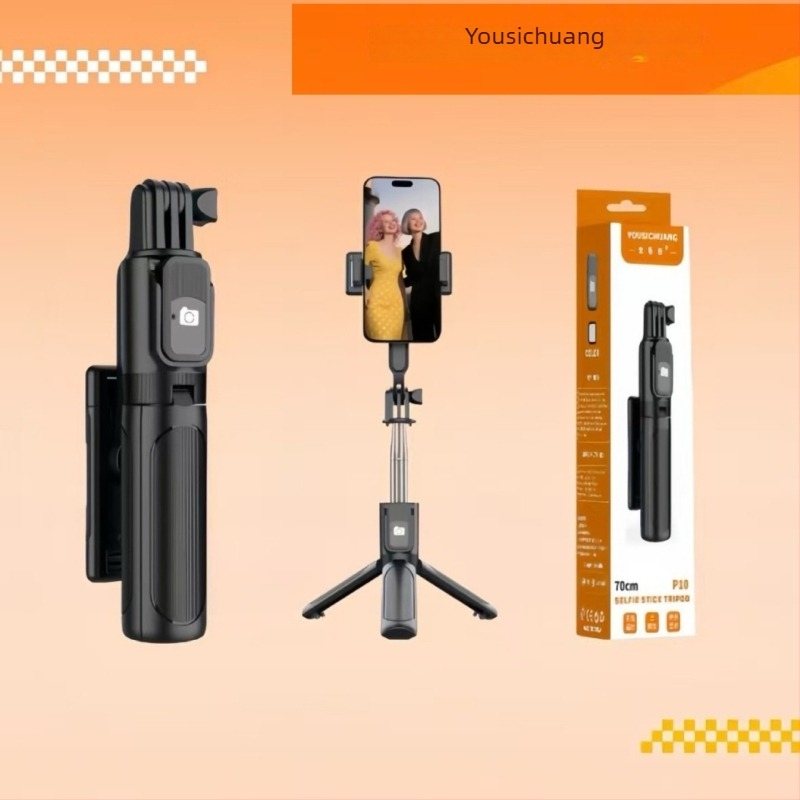 Telefonhoz készült Selfie stick, állvánnyal és Bluetooth távirányítóval, műanyag test, univerzális stílus