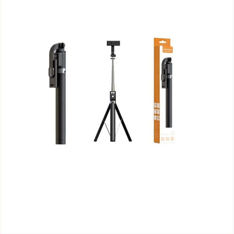 Telefonhoz készült Selfie stick, állvánnyal és Bluetooth távirányítóval, műanyag test, univerzális stílus