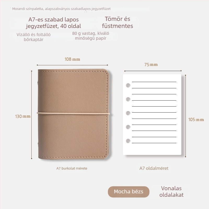 Kivehető lapokkal ellátott notesz, műbőr fedél, erdei papír, 80 g/m², 40 oldal