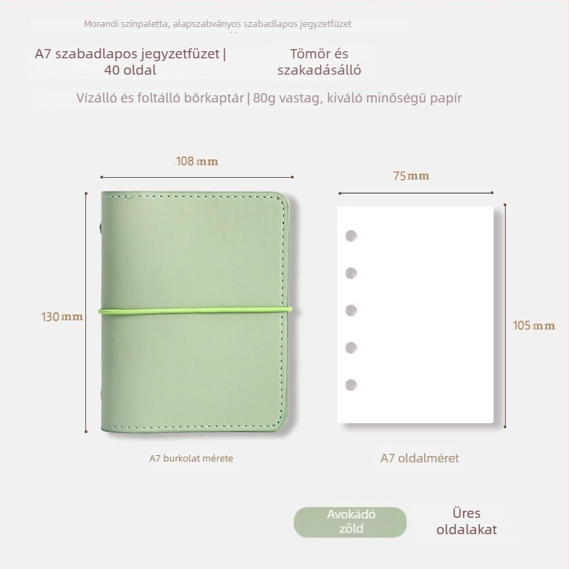 Kivehető lapokkal ellátott notesz, műbőr fedél, erdei papír, 80 g/m², 40 oldal