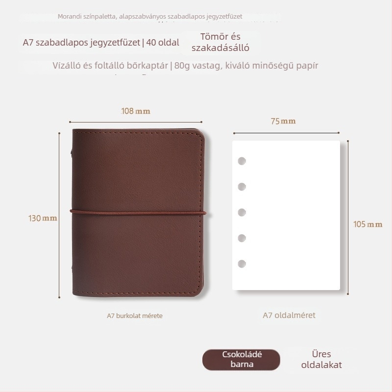 Kivehető lapokkal ellátott notesz, műbőr fedél, erdei papír, 80 g/m², 40 oldal