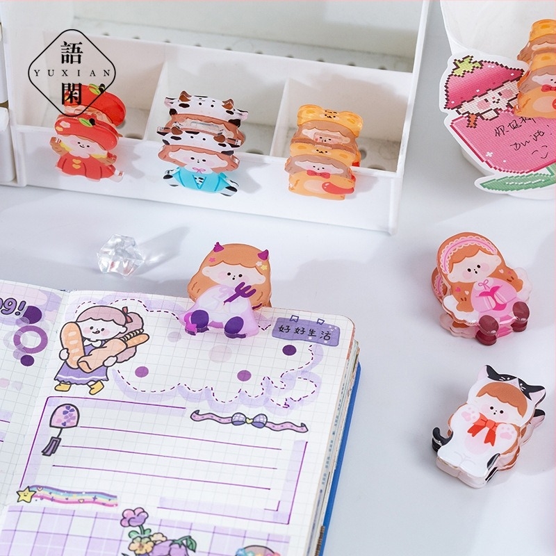 Mo Mo akril planner clip, Fantasy Day sorozat, kézzel festett aranyos lány dizájn