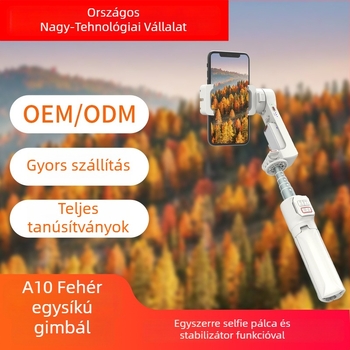 A10 Többfunkciós selfie pálca telefon-tartóval, kézi és padlóra állítható tripod, Bluetooth-távirányító, rezgéscsillapítás és LED világítás, utazáshoz tervezett