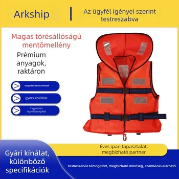 Oxford anyagból készült mentőmellény nagy gallérral, vastag konstrukcióval – magas felhajtóerő, hajózásra, raftingra és úszásra