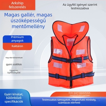 Oxford anyagból készült mentőmellény nagy gallérral, vastag konstrukcióval – magas felhajtóerő, hajózásra, raftingra és úszásra