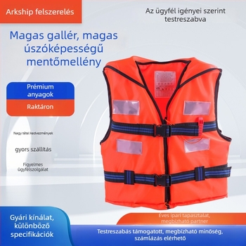 Oxford anyagból készült mentőmellény nagy gallérral, vastag konstrukcióval – magas felhajtóerő, hajózásra, raftingra és úszásra