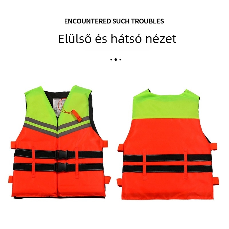 Oxford szövetből készült mentőmellény, habosított kivitel, nagy úszóerő, felnőtteknek, vízi mentéshez és tengeri horgászathoz