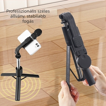 Bluetoothos selfie stick telefonhoz LED-világítással és állványos tripoddal