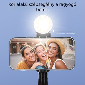 Bluetoothos selfie stick telefonhoz LED-világítással és állványos tripoddal