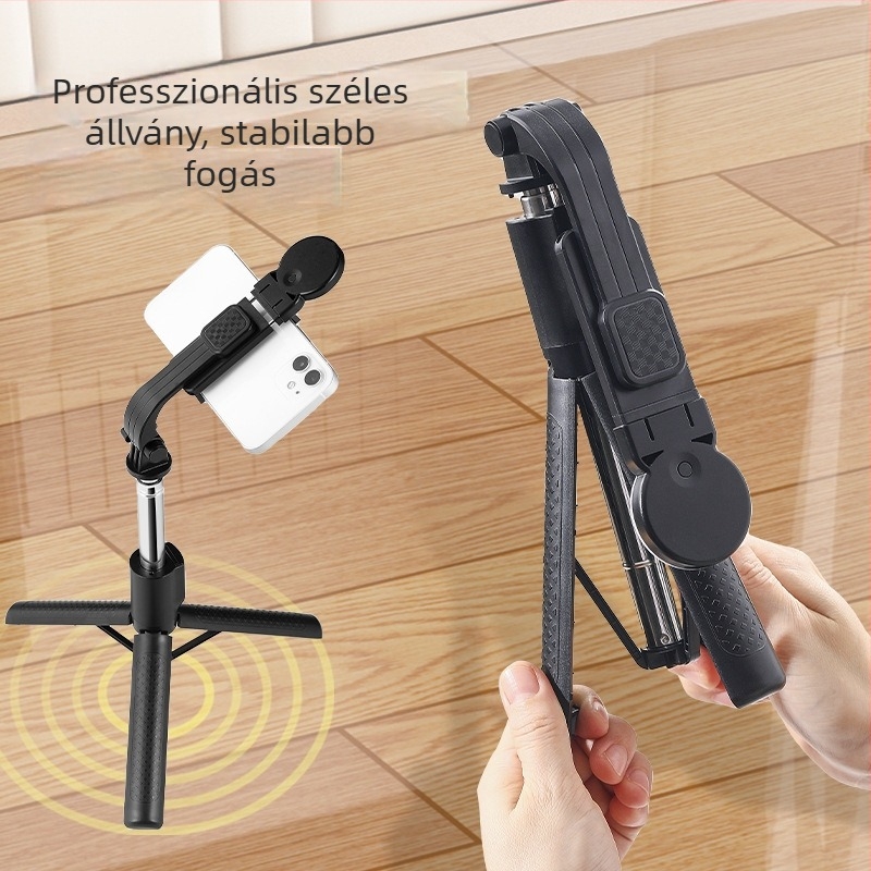 Bluetoothos selfie stick telefonhoz LED-világítással és állványos tripoddal