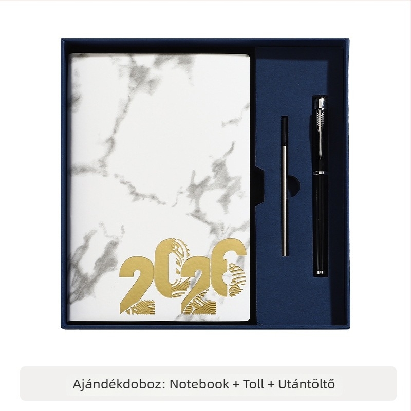 Márvány mintás notesz, 365 napos tervezés, 180 oldal, 80 GSM erdei papír, műbőr borító