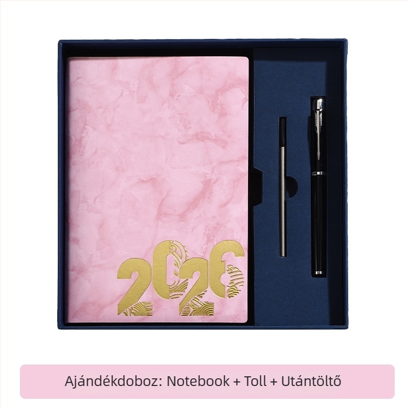 Márvány mintás notesz, 365 napos tervezés, 180 oldal, 80 GSM erdei papír, műbőr borító