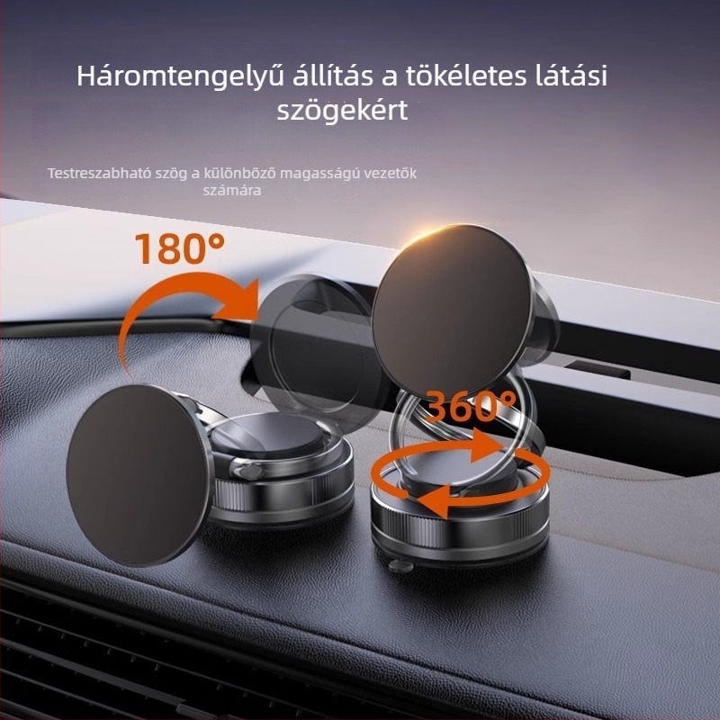 Steady mágneses autós telefon-tartó szívófejjel a műszerfalra — univerzális, kompatibil a műszerfallal, újratölthető