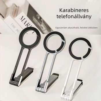 Telefon állvány mágneses tartóval, összecsukható, ötvözetből, univerzális kompatibilitás, asztali felvételekhez és élő közvetítéshez