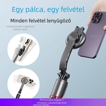 Teleszkópos selfie bot telefonhoz mágneses tartóval, kör alakú LED világítással, Bluetooth távirányítóval, ABS+alumínium ötvözet