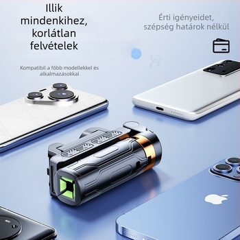 Mini selfie pálca beépített telefon-tartóval és fényforrással, teleszkópos, hordozható képfelvételekhez és élő közvetítéshez, Bluetooth távvezérlő, anyag: alumínium-ötvözet + ABS
