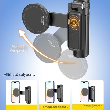 3-in-1 mini selfie bot, alumínium testtel, távirányítóval és Bluetooth-szal