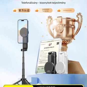 3-in-1 mini selfie bot, alumínium testtel, távirányítóval és Bluetooth-szal