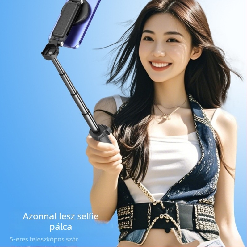 3-in-1 mini selfie bot, alumínium testtel, távirányítóval és Bluetooth-szal