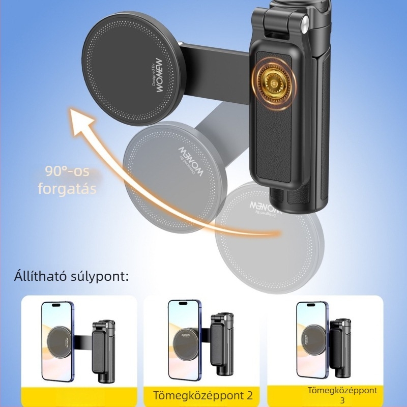 3-in-1 mini selfie bot, alumínium testtel, távirányítóval és Bluetooth-szal