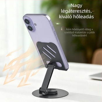 T12 Fém asztali telefontartó — ötvözet, univerzális stílus, anti-rezgés, 125 g