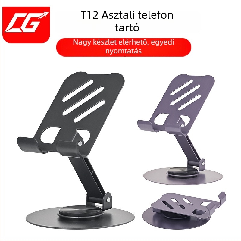 T12 Fém asztali telefontartó — ötvözet, univerzális stílus, anti-rezgés, 125 g