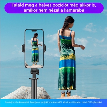 Telefonos tripod élő közvetítéshez, távirányítóval, IBIS-támogatás, rezgéscsillapítás, ötvözet test, Bluetooth