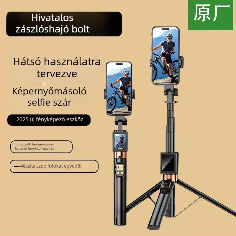 Telefonos tripod élő közvetítéshez, távirányítóval, IBIS-támogatás, rezgéscsillapítás, ötvözet test, Bluetooth