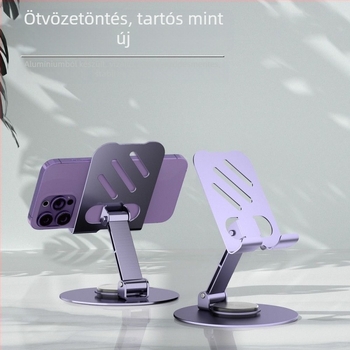 Asztali telefon-tartó, 360°-os forgatás, hordozható és összecsukható, ötvözetből készült konstrukció, ultra vékony dizájn