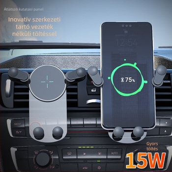 15W Vezeték nélküli autós telefon-tartó, snap-on a szellőzőnyílásba, PC kivitel