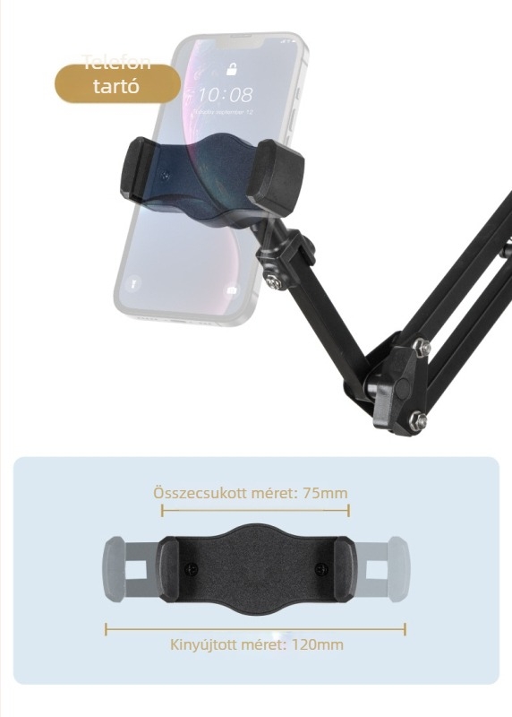 Telefon és tablet lazy állvány hajlított cantilever karral – ötvözet, robotkar, ideális tanuláshoz asztalon