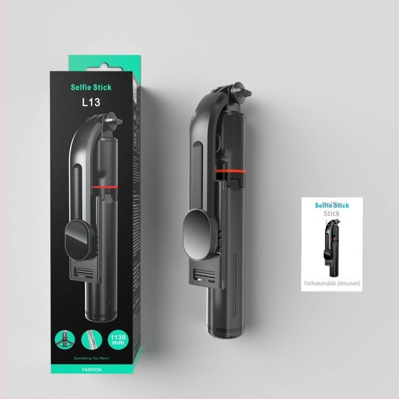 Fénykiegészítővel ellátott selfie bot, kihúzható állvány, Bluetooth távirányító, háromszínű fényhőmérséklet, modell L15, rozsdamentes acél + ABS konstrukció