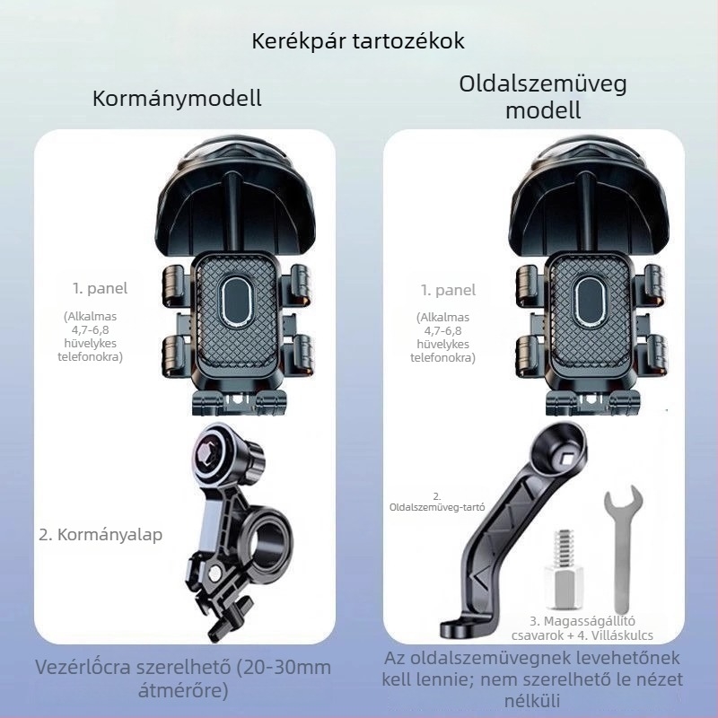 Univerzális telefontartó kerékpárhoz és motorkerékpárhoz — ABS anyag, anti-shake dizájn, egyszerű kivitel, testreszabás támogatott