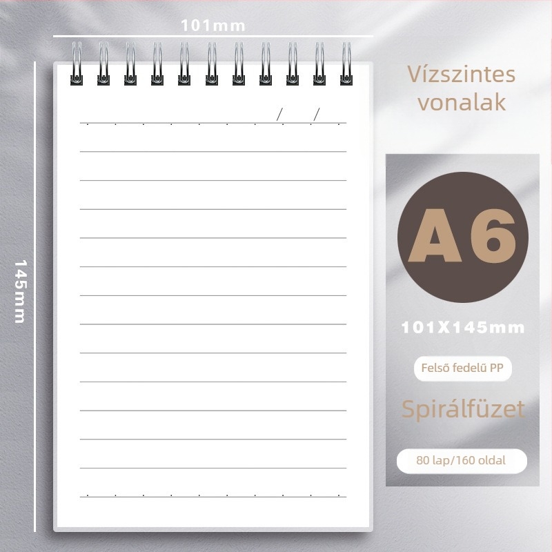 PP spirálfüzet, 80 g papír, 80 oldal