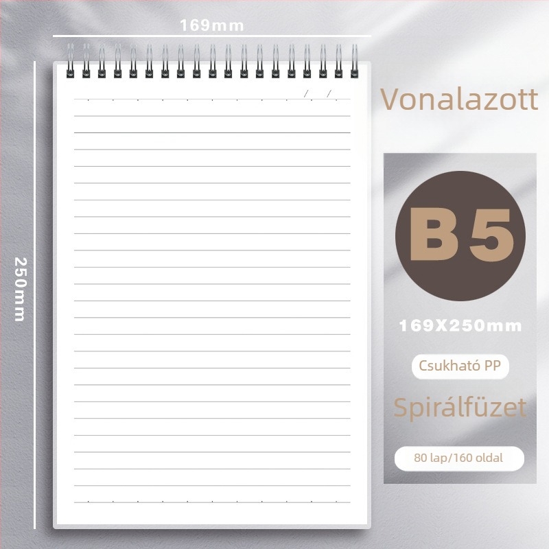 PP spirálfüzet, 80 g papír, 80 oldal