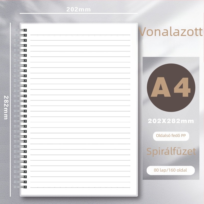 PP spirálfüzet, 80 g papír, 80 oldal