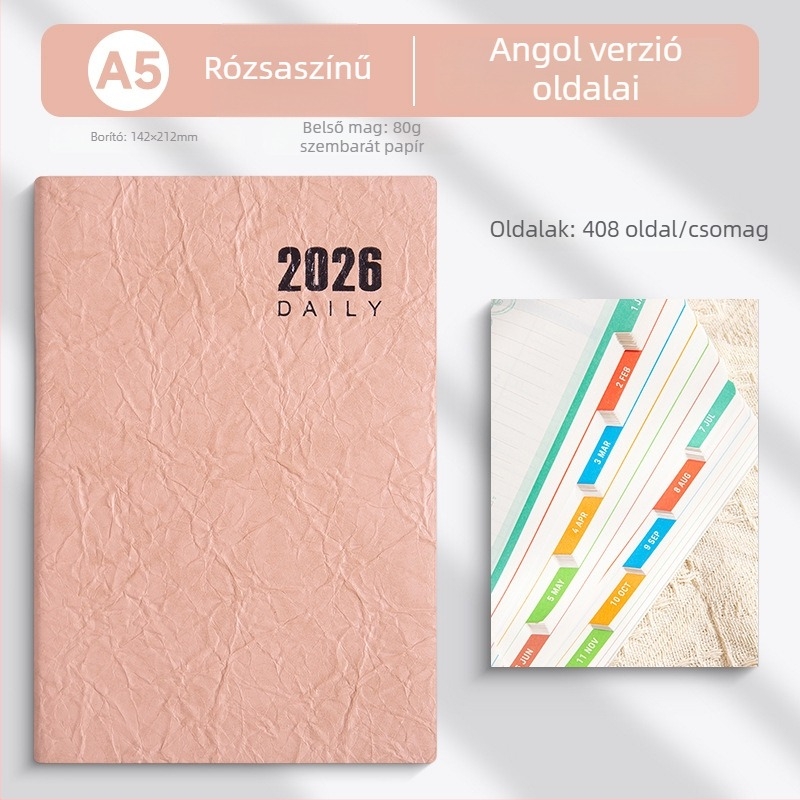 Füzet LIMAI, ragasztott kötés, minimalistikus stílus (belső papír kétszeresen bevont, 80 g/m2, 300–400 oldal)