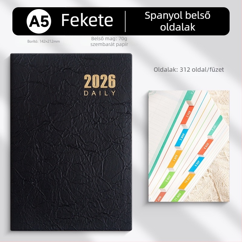 Füzet LIMAI, ragasztott kötés, minimalistikus stílus (belső papír kétszeresen bevont, 80 g/m2, 300–400 oldal)