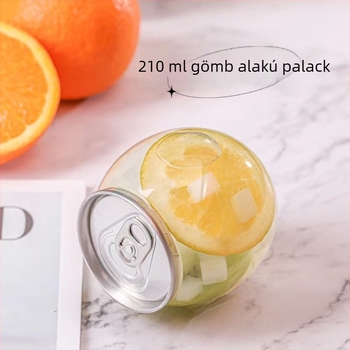 Egyszer használatos PET italos palack kupakkal, 210 ml, gömb alakú, szitanyomás