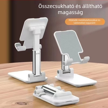 Telefon- és tabletához való állvány, összecsukható teleszkópos asztali tartó élő közvetítéshez (műanyag, univerzális)