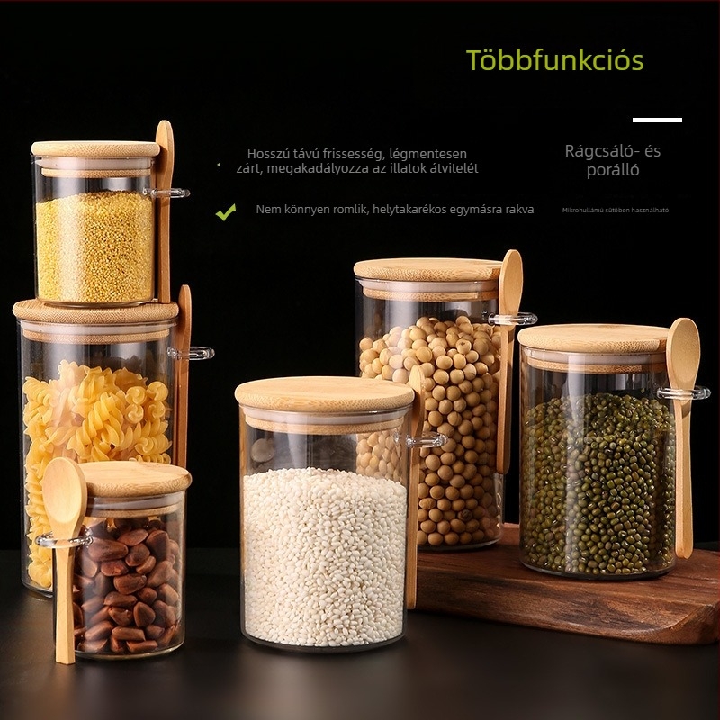 Kerek műanyag zárható tárolóedény száraz árukhoz – 501–800 ml, tea, kávébab, harapnivalók és gabonafélék