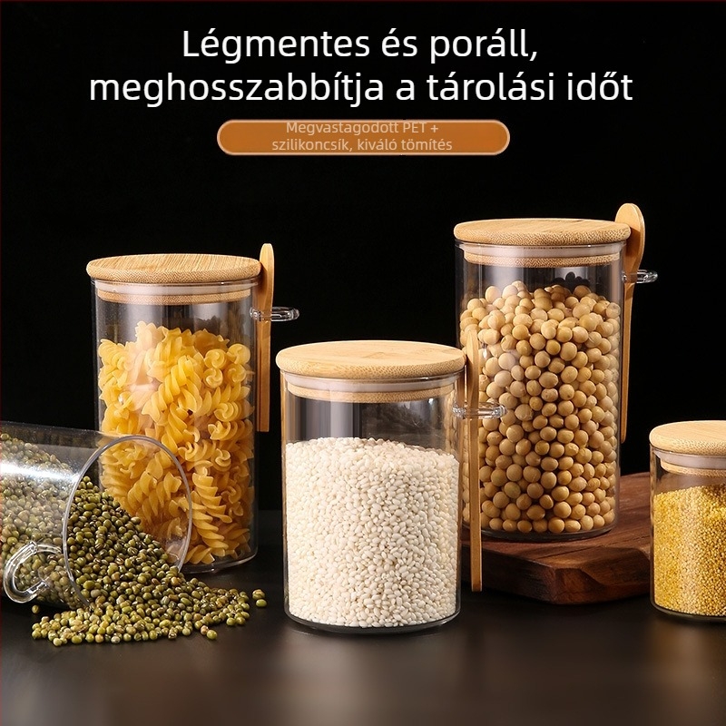 Kerek műanyag zárható tárolóedény száraz árukhoz – 501–800 ml, tea, kávébab, harapnivalók és gabonafélék