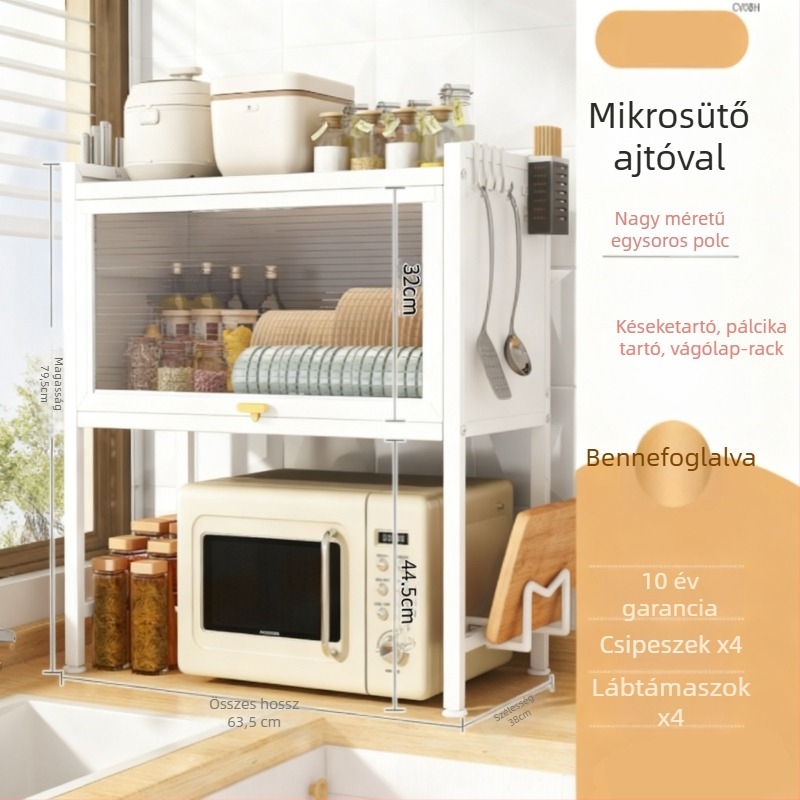 Konyhai tárolóállvány mozgatható, szerelés nélküli, szénacélból (2022, modern egyszerű stílus)