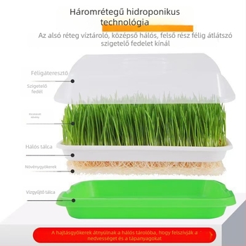 Műanyag virágcserép csíráztatáshoz, dupla rétegű hidroponikus tálcával
