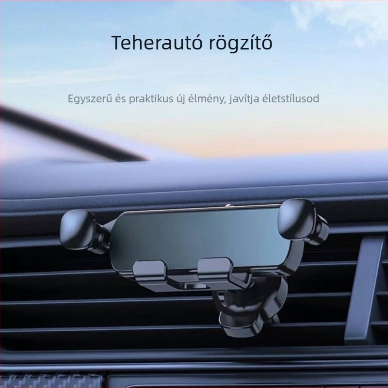 Univerzális autós telefontartó navigációhoz, gravitációs szellőzőrögzítés, levegőcsatornához illeszkedő csatlakozás, testreszabható