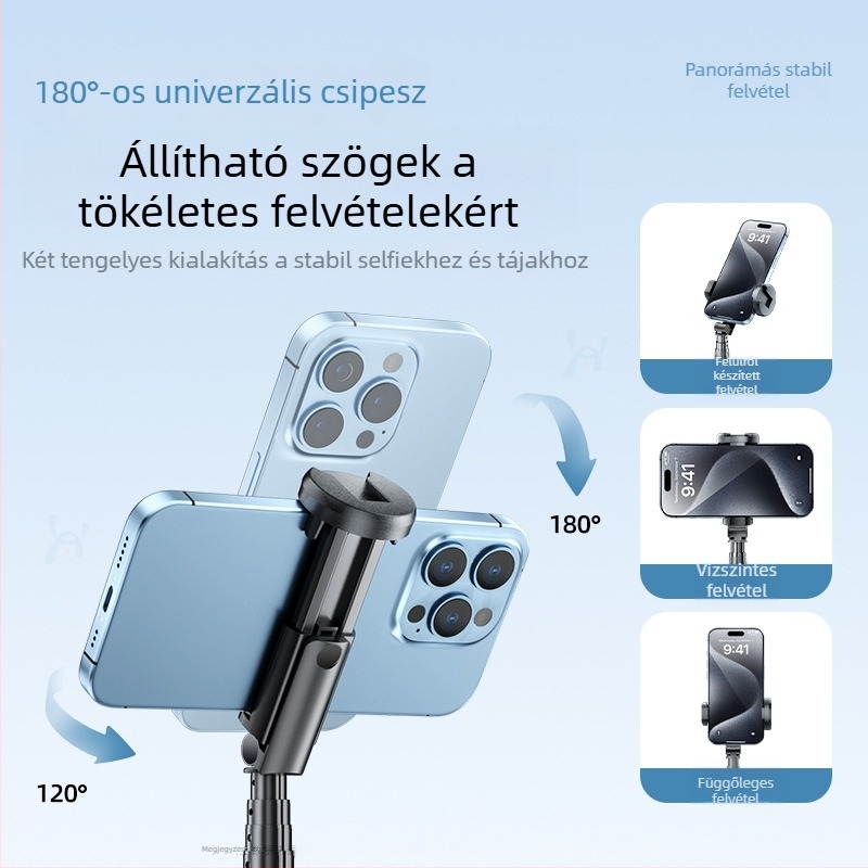 Selfie bot és tripod egyben, ötvözet test, távirányító, Bluetooth, IBIS, univerzális kompatibilitás