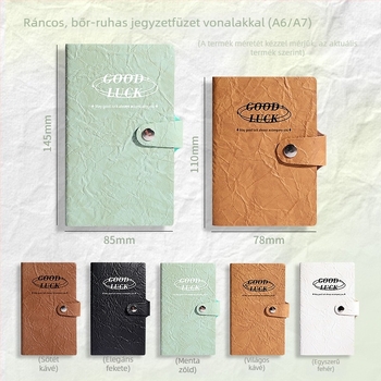 Notesz műbőr borítóval, ragasztott kötés, 100–200 oldal nyers fa rost papírral, egyszerű INS stílus