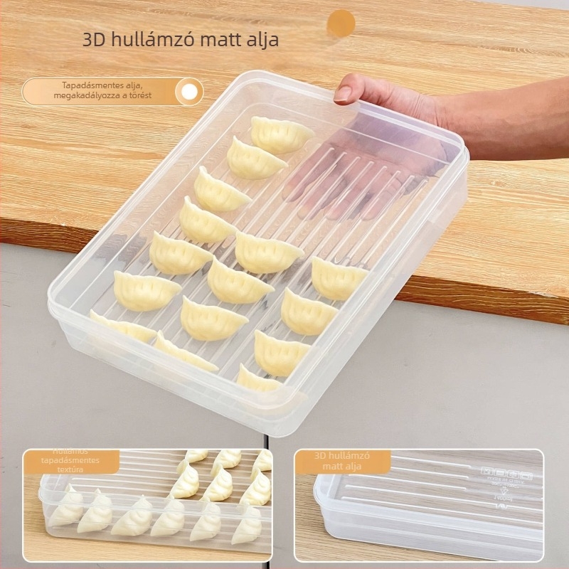 Dumpling doboz, élelmiszer-minőségű műanyag, lezárható, frissen tartó, tapadásmentes, fagyasztó-kompatibilis, Worthbuy